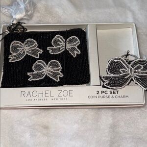 Viral Rachel Zoe Beaded Bow Coin Purse And Bow Charm Gift Set